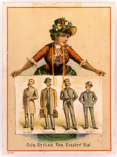 B. Rydill, Our Styles for Eighty Six: The Boss, The Salesman, The Bookkeeper, The Boy, 1886 by American School
